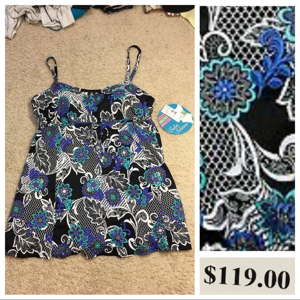 NWT! Swim Solutions Garden Lace Swimdress - Picture 1 of 11